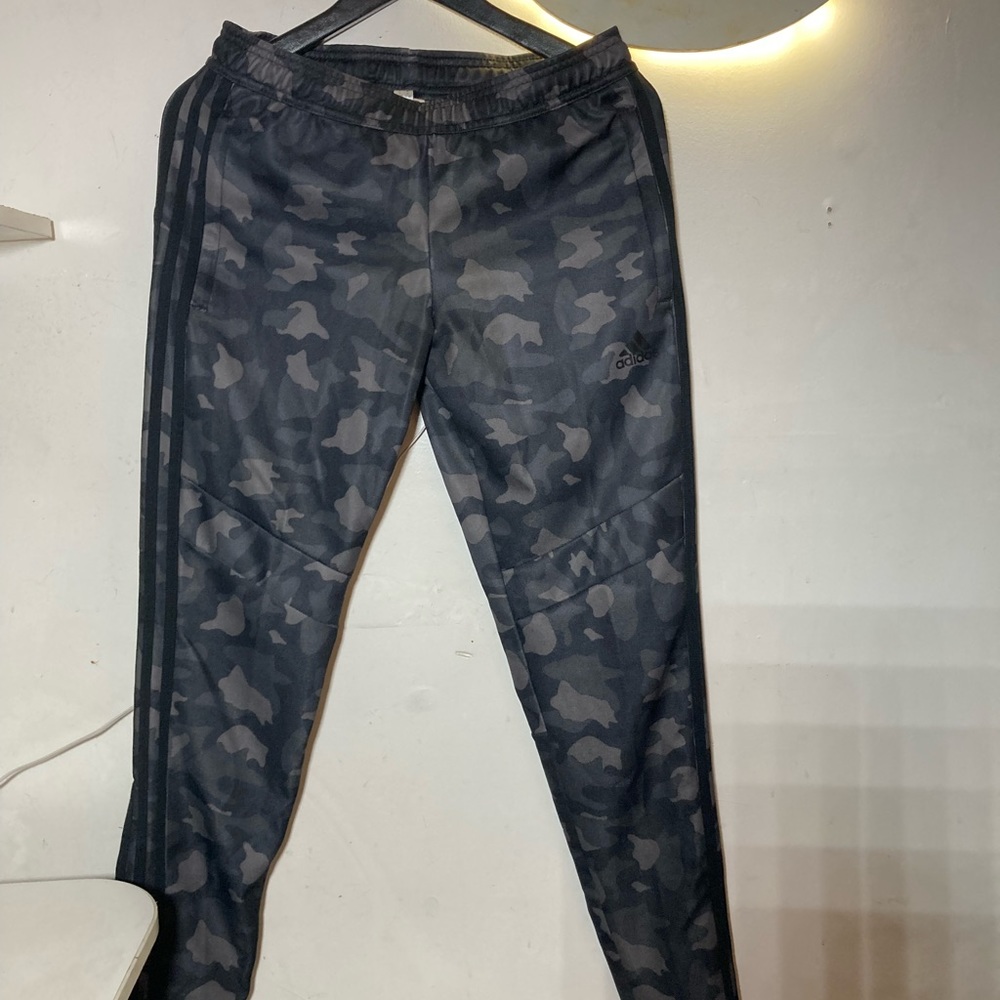 Adidas tiro track pants black and grey camo size small